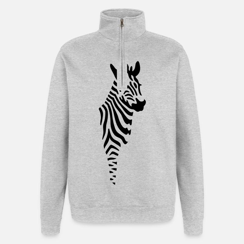 Zebra - Quarter-Zip-Sweatshirt - Grau meliert