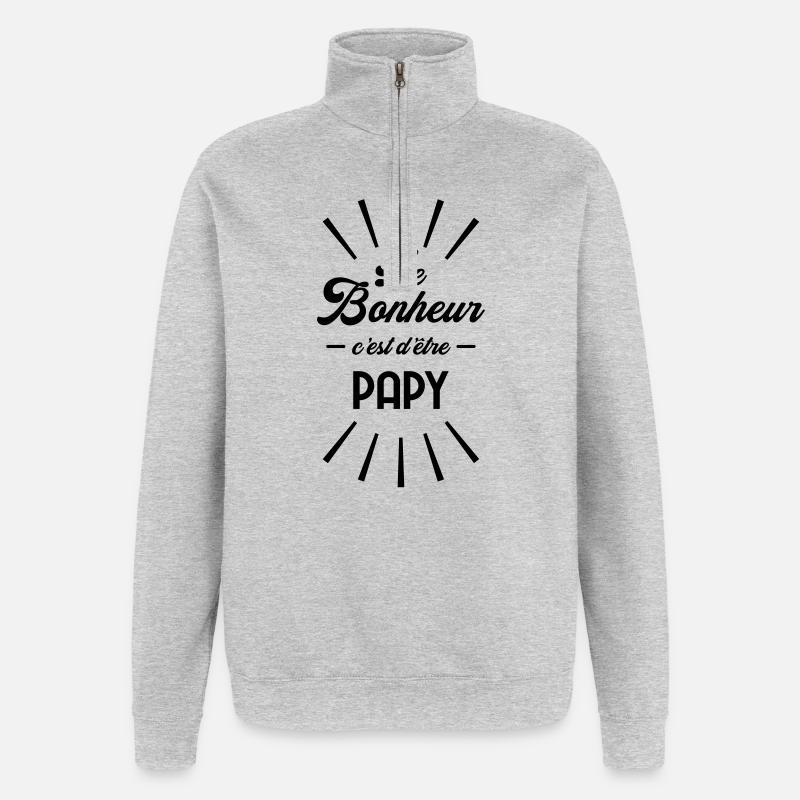 Papy Papi Grand-Père Retraite famille - Sweat à zip 1/4 - gris chiné