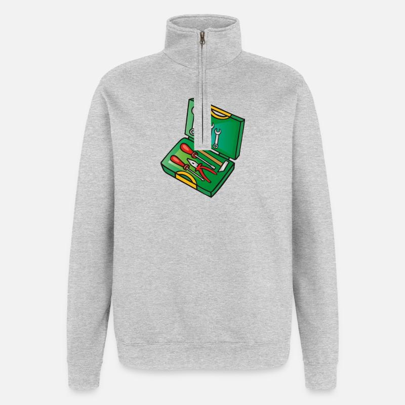 Werkzeugkiste | toolbox - Quarter-Zip-Sweatshirt - Grau meliert