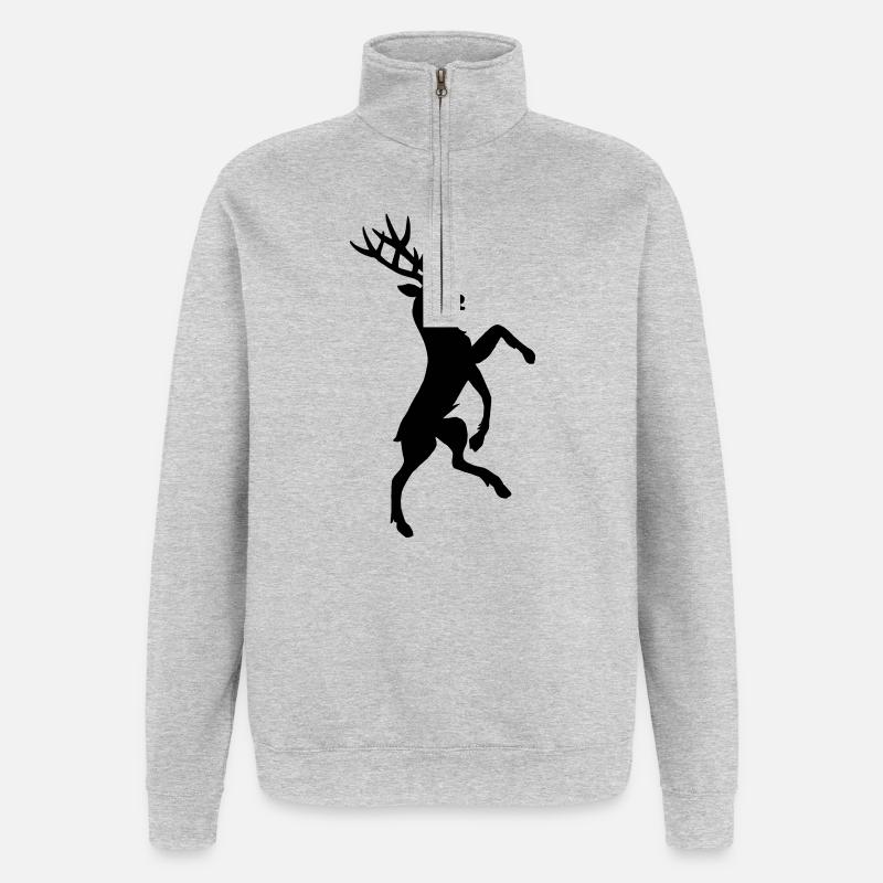 Stehende Hirsch Heraldik Schattenfigur - Quarter-Zip-Sweatshirt - Grau meliert