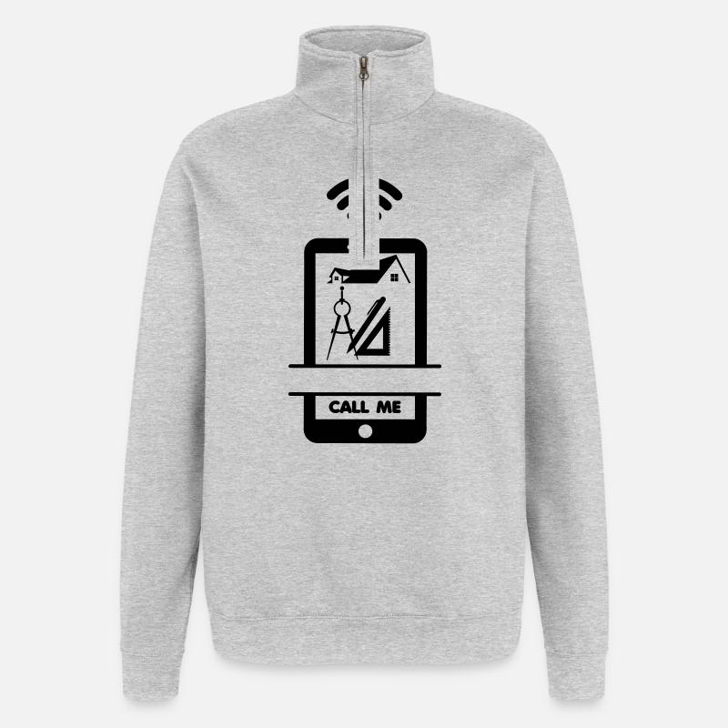 Dessin de construction? Appelez-moi l’architecte! - Sweat à zip 1/4 - gris chiné