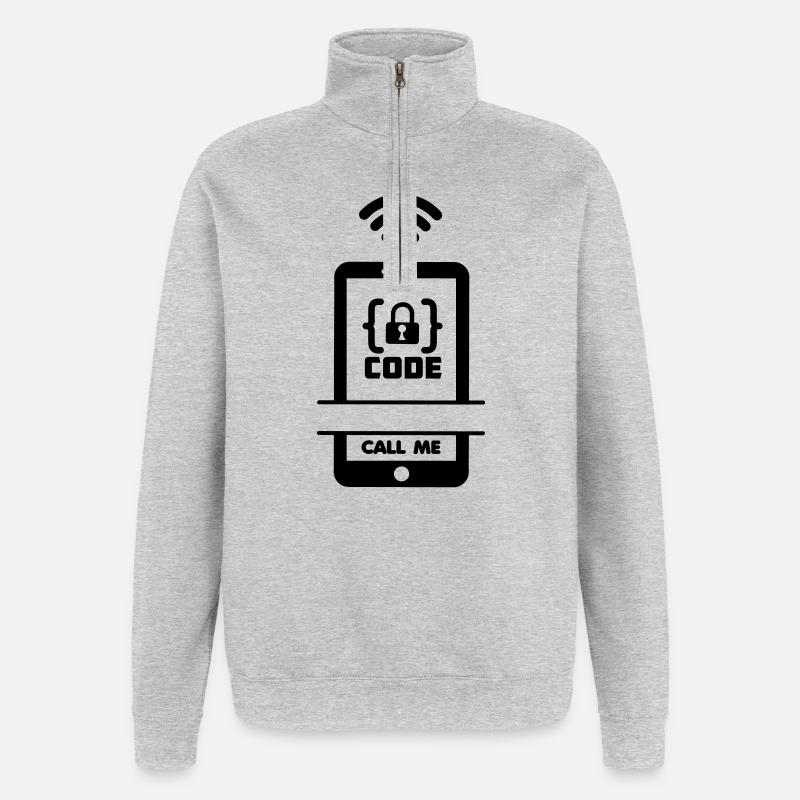 Appelez-moi téléphone pour programmeur - Sweat à zip 1/4 - gris chiné