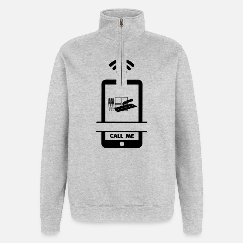 Anruf Telefon Fliesenleger - Quarter-Zip-Sweatshirt - Grau meliert