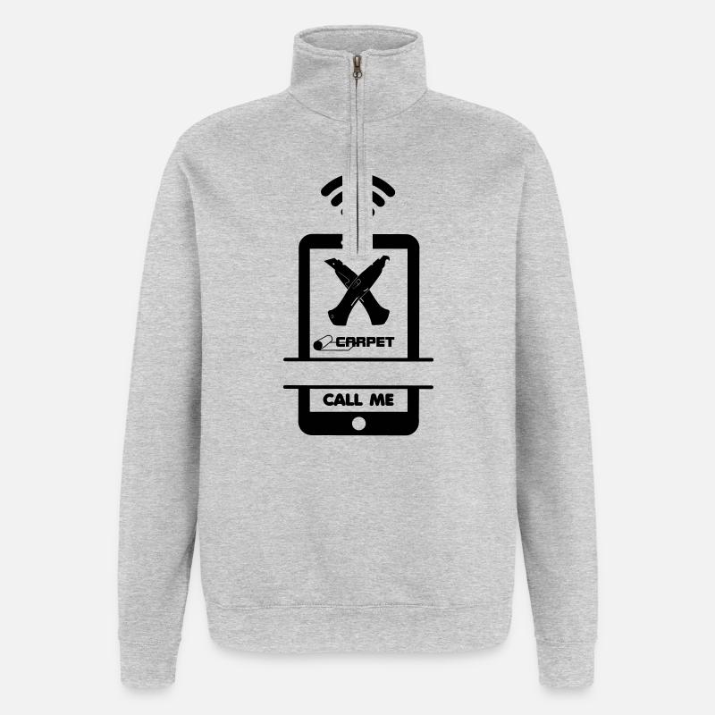 Anruf Telefon Teppichleger Logo Stanley Messer - Quarter-Zip-Sweatshirt - Grau meliert
