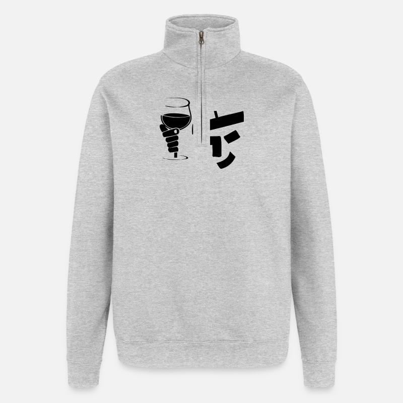 monitos acclamations - Sweat à zip 1/4 - gris chiné