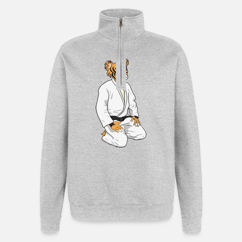 Sei ein Tiger - Quarter-Zip-Sweatshirt - Grau meliert