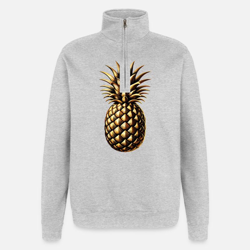 Goldene Ananas Geschenk - Quarter-Zip-Sweatshirt - Grau meliert
