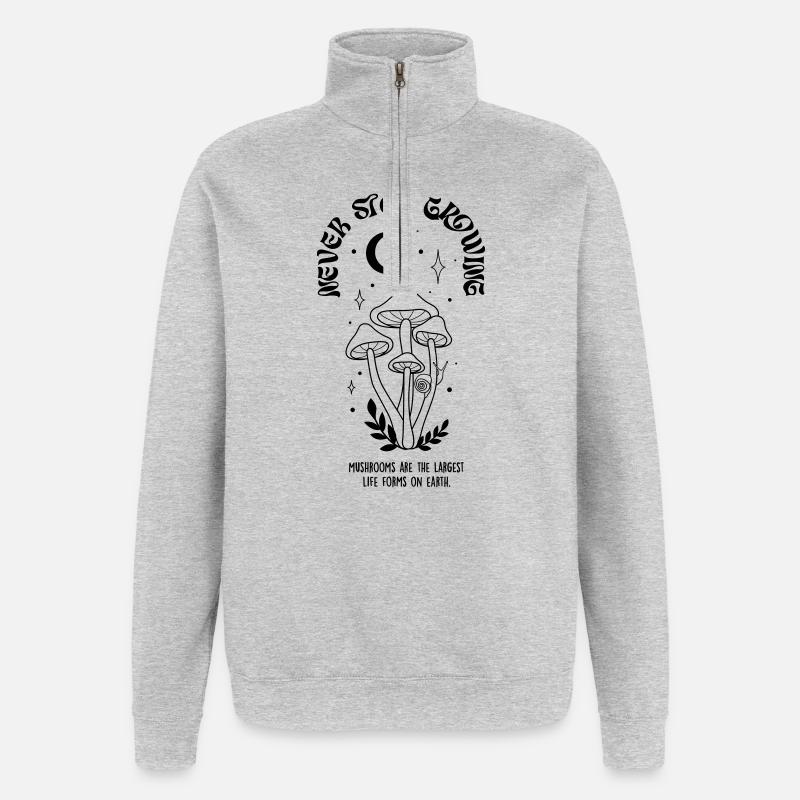 Champignons - Sweat à zip 1/4 - gris chiné