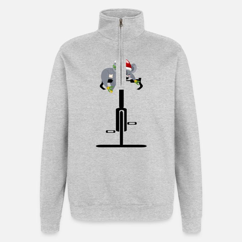 NOËL VÉLO CYCLISME KOALA BEAR - Sweat à zip 1/4 - gris chiné