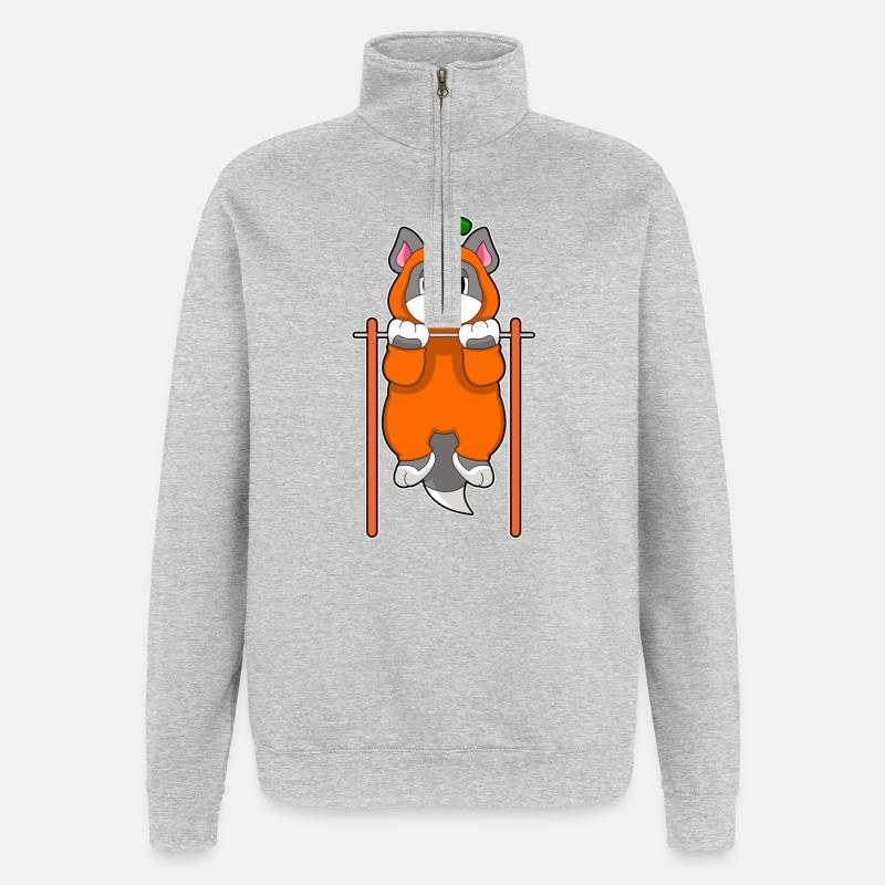 Chat Halloween Musculation - Sweat à zip 1/4 - gris chiné