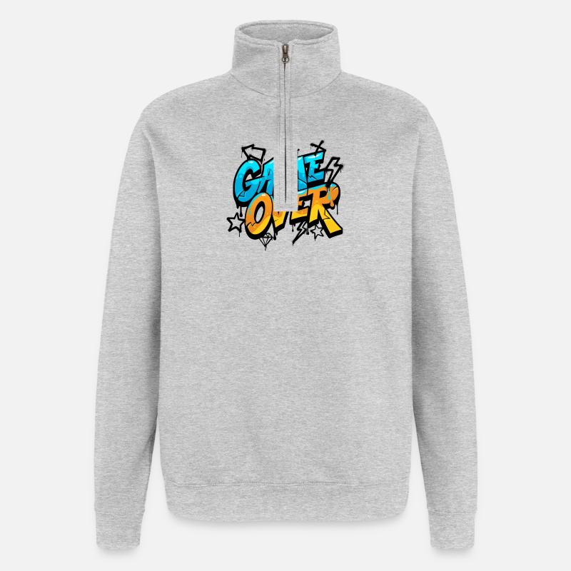 Game Over Conception de style graffiti - Sweat à zip 1/4 - gris chiné