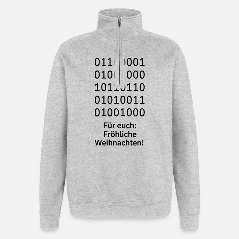 Code binaire Magie de Noël - Sweat à zip 1/4 - gris chiné