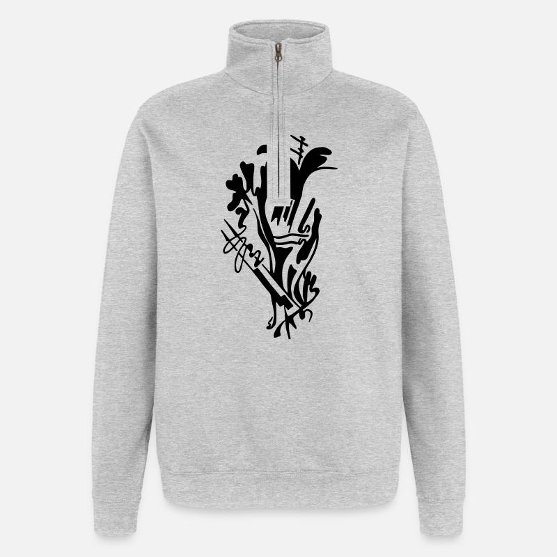 Sakura - Sweat à zip 1/4 - gris chiné