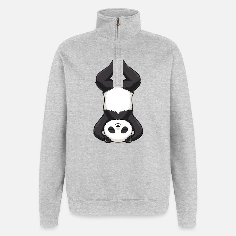 Équilibre sur la tête Yoga Panda - Sweat à zip 1/4 - gris chiné