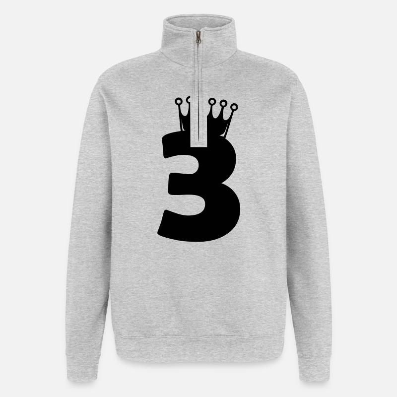 3_krone - Sweat à zip 1/4 - gris chiné