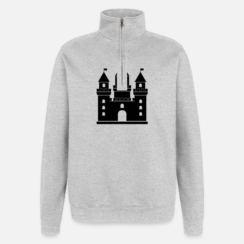 Château - Sweat à zip 1/4 - gris chiné