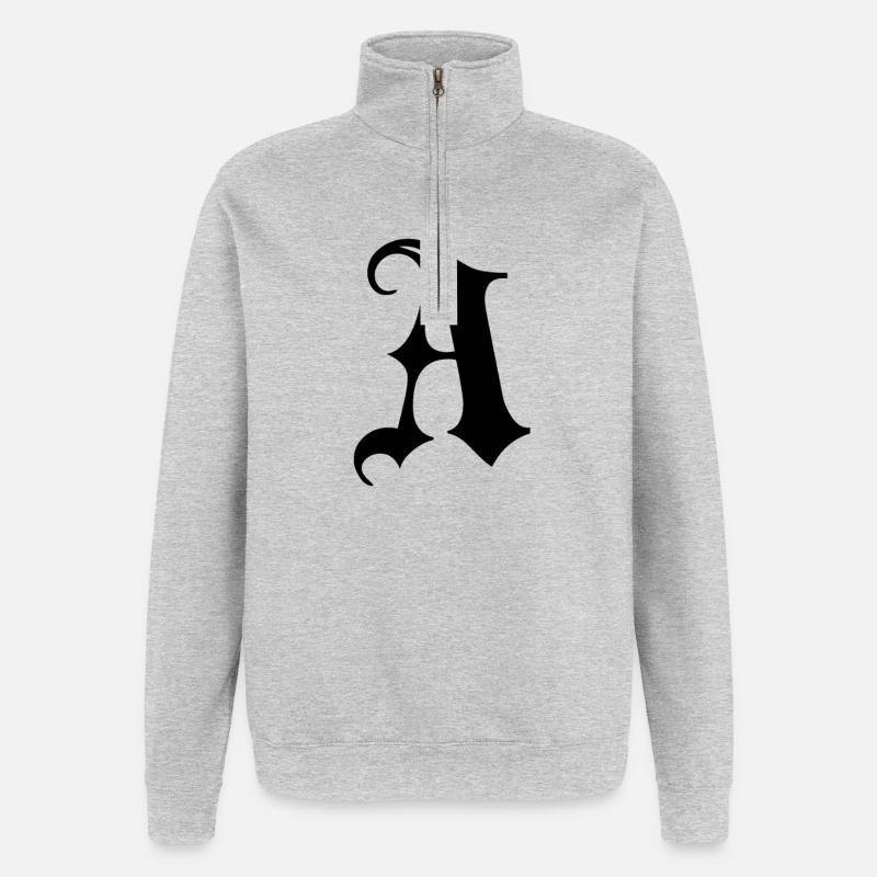 Ornate Gothic A monogram - Quarter-Zip Sweatshirt - heather grey