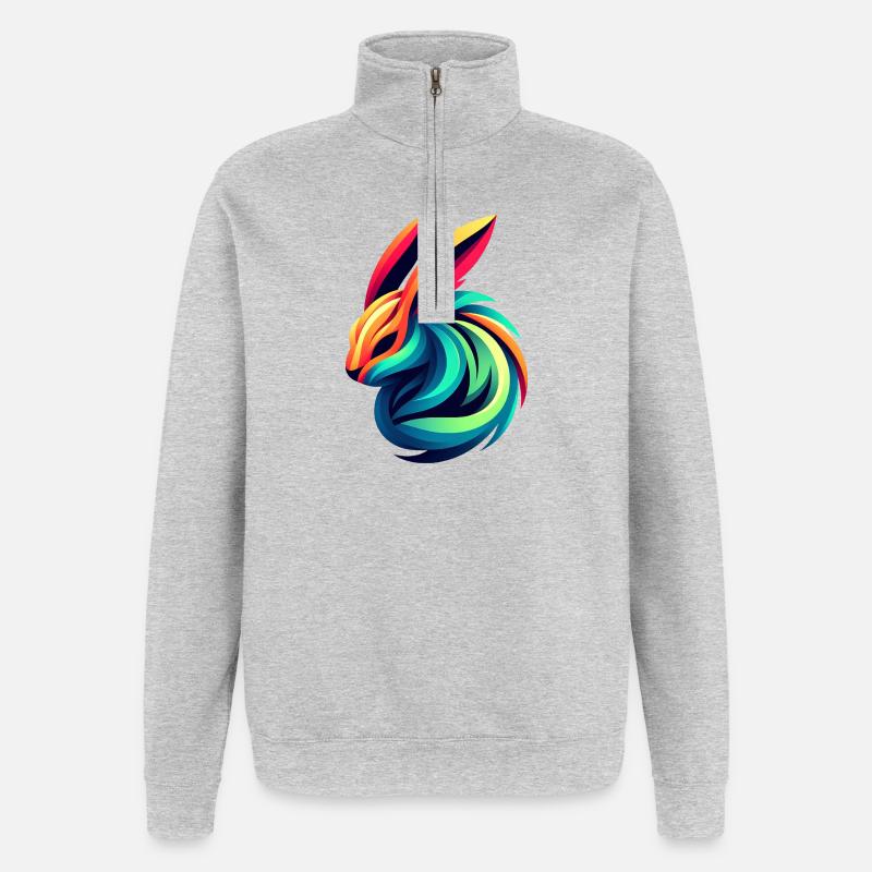 Lapin Couleur Éclatante - Sweat à zip 1/4 - gris chiné