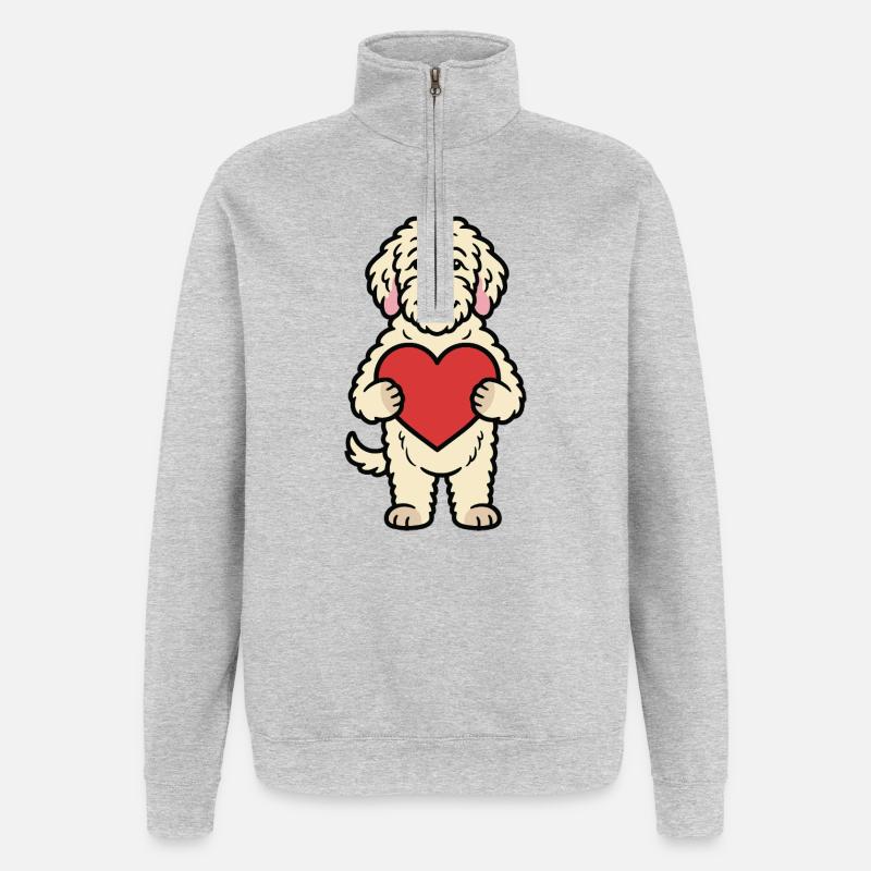Chien gribouillé - Sweat à zip 1/4 - gris chiné