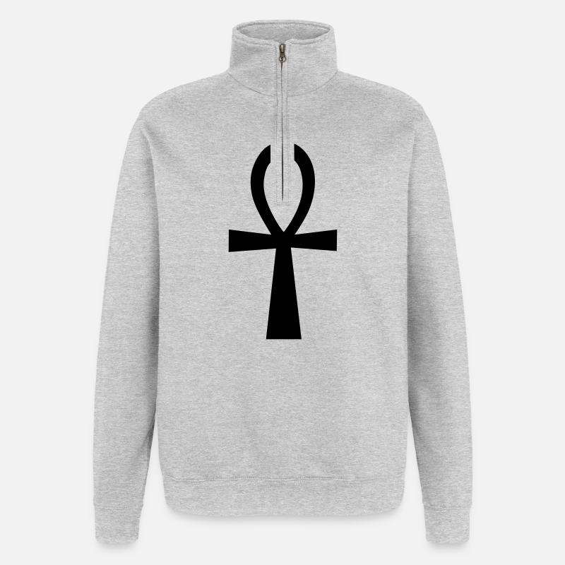 ankh symbol - Sweat à zip 1/4 - gris chiné