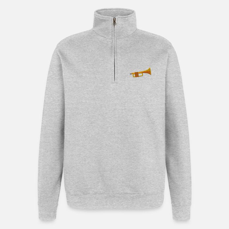 Trompete - Quarter-Zip-Sweatshirt - Grau meliert