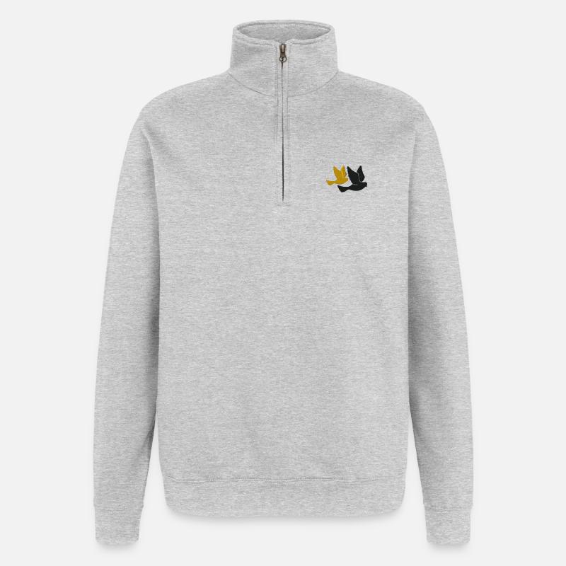 Vögel - Quarter-Zip-Sweatshirt - Grau meliert