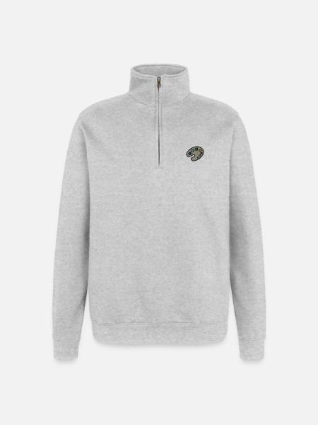 Embroidered colour palette - Quarter-Zip Sweatshirt - heather grey