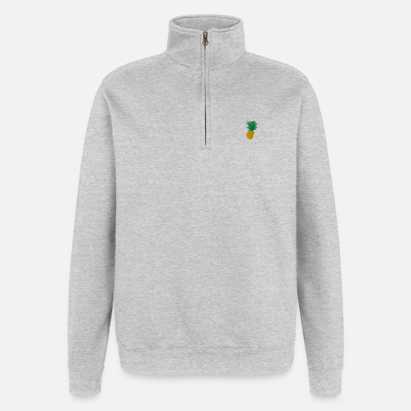 Ananas - Quarter-Zip-Sweatshirt - Grau meliert