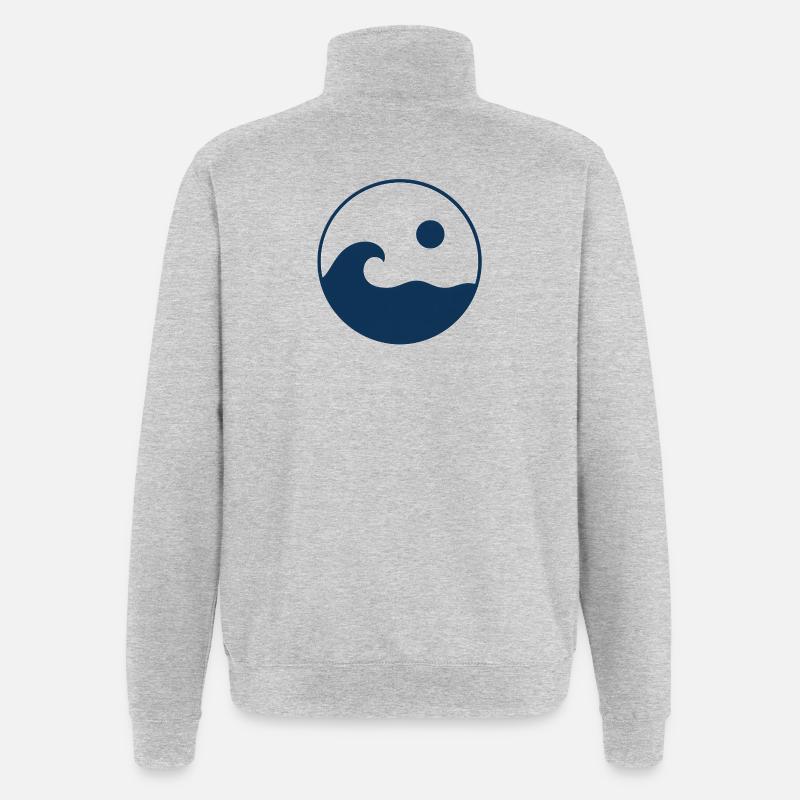 Circle Waves Sun Logo - Quarter-Zip Sweatshirt - heather grey