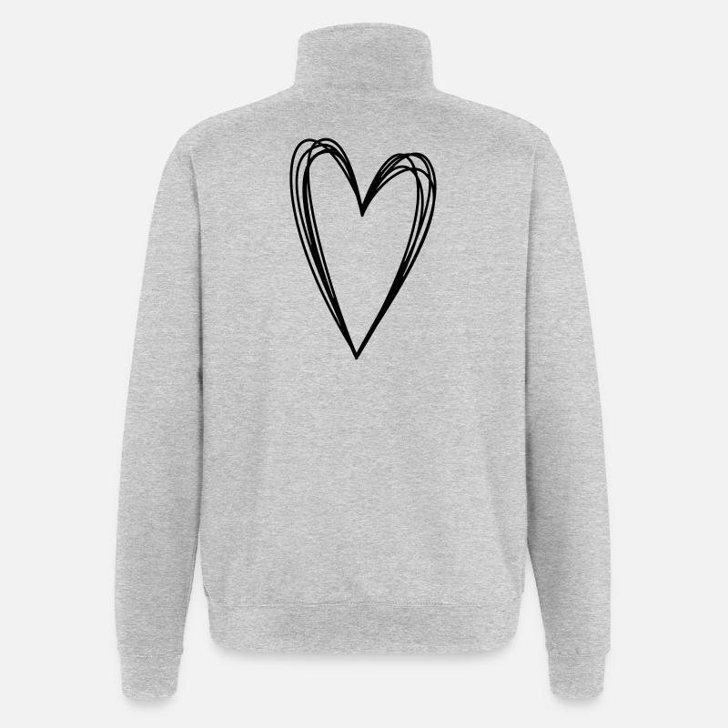 Herz Scribble Doodle gekritzel Symbol Liebe - Quarter-Zip-Sweatshirt - Grau meliert