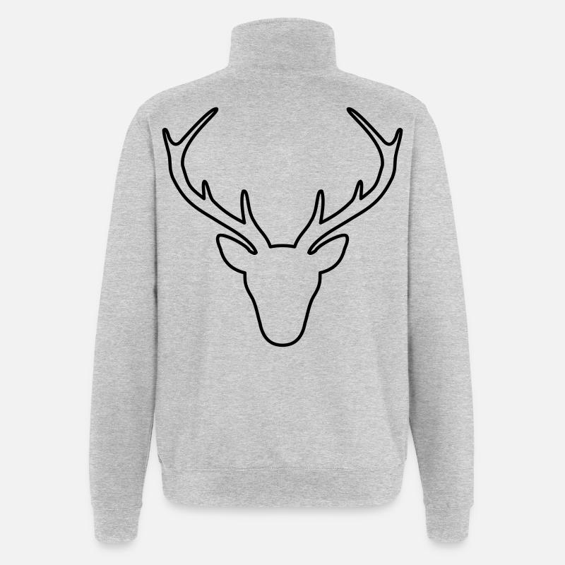 Hirsch Geweih Jäger Jagd Wild Geschenk - Quarter-Zip-Sweatshirt - Grau meliert