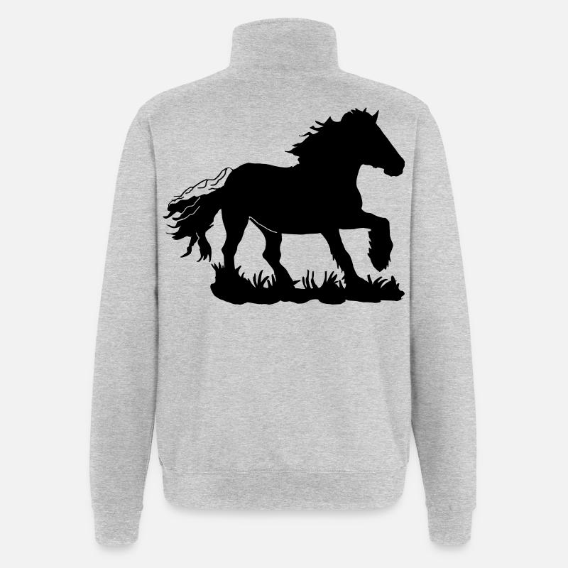 Kaltblut, Kaltblüter, Draft horse - Quarter-Zip-Sweatshirt - Grau meliert