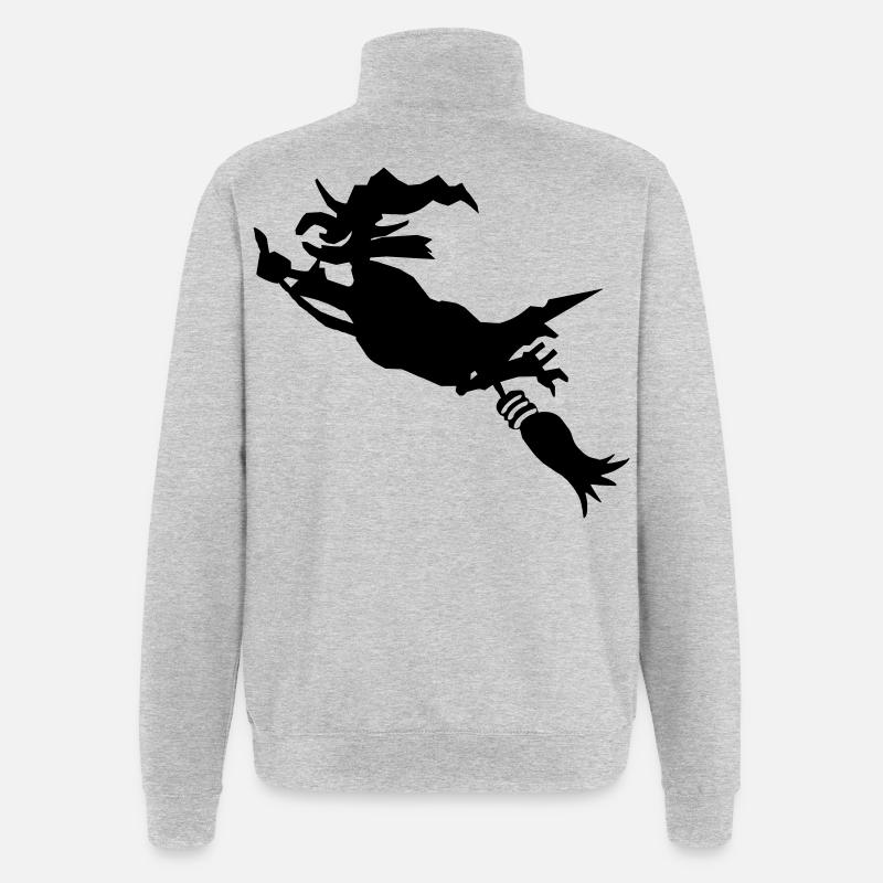 Witch with broom funny - Quarter-Zip Sweatshirt - heather grey