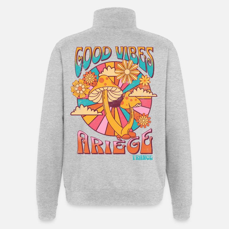 Gute Stimmung in Ariège - Quarter-Zip-Sweatshirt - Grau meliert