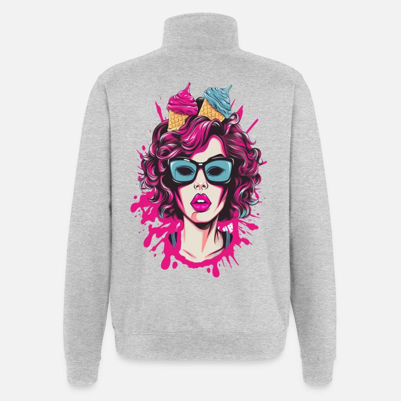 Vibrant Pop Art Comics Sister - Sweat à zip 1/4 - gris chiné
