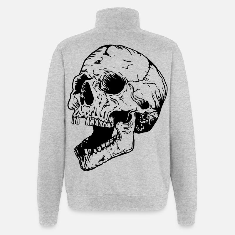 Crâne - Sweat à zip 1/4 - gris chiné