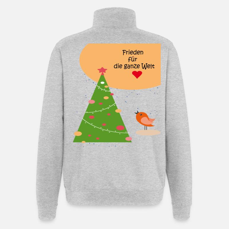 Weihnachten Frieden - Quarter-Zip-Sweatshirt - Grau meliert