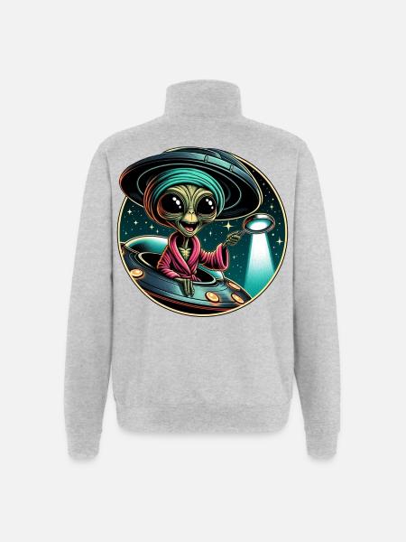 Alien detective in UFO light - Quarter-Zip Sweatshirt - heather grey