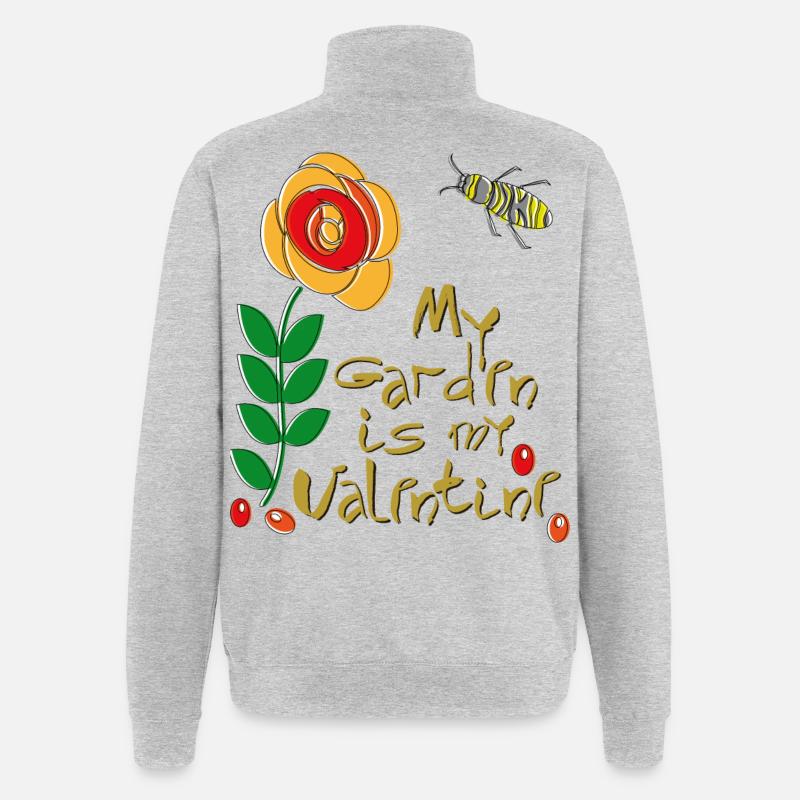mon jardin est mon Valentin - Sweat à zip 1/4 - gris chiné