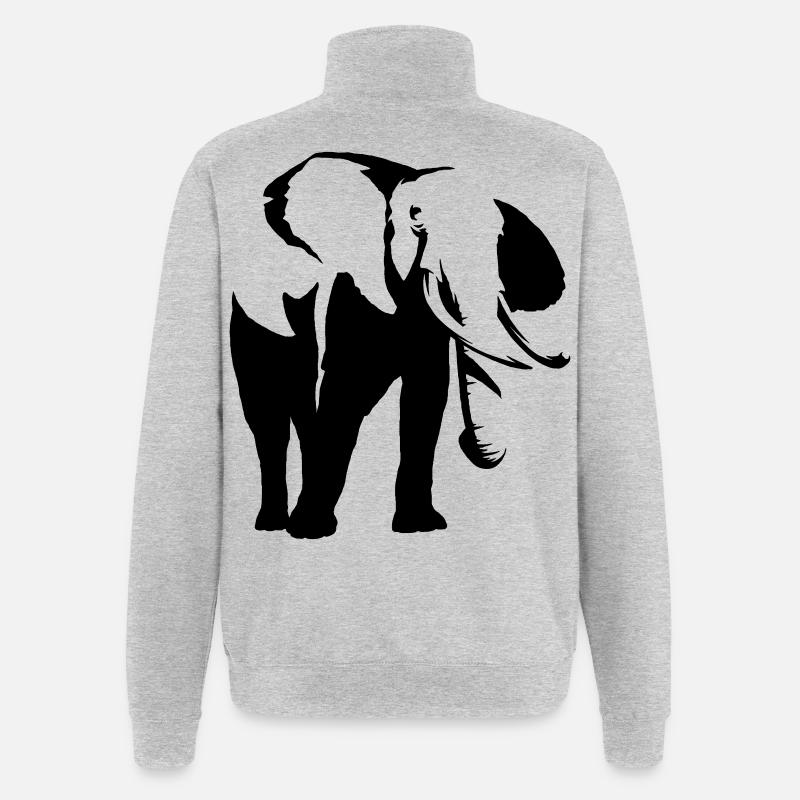 Eléphant d’Afrique - Sweat à zip 1/4 - gris chiné