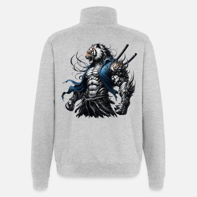 Samurai Tiger - Quarter-Zip Sweatshirt - heather grey