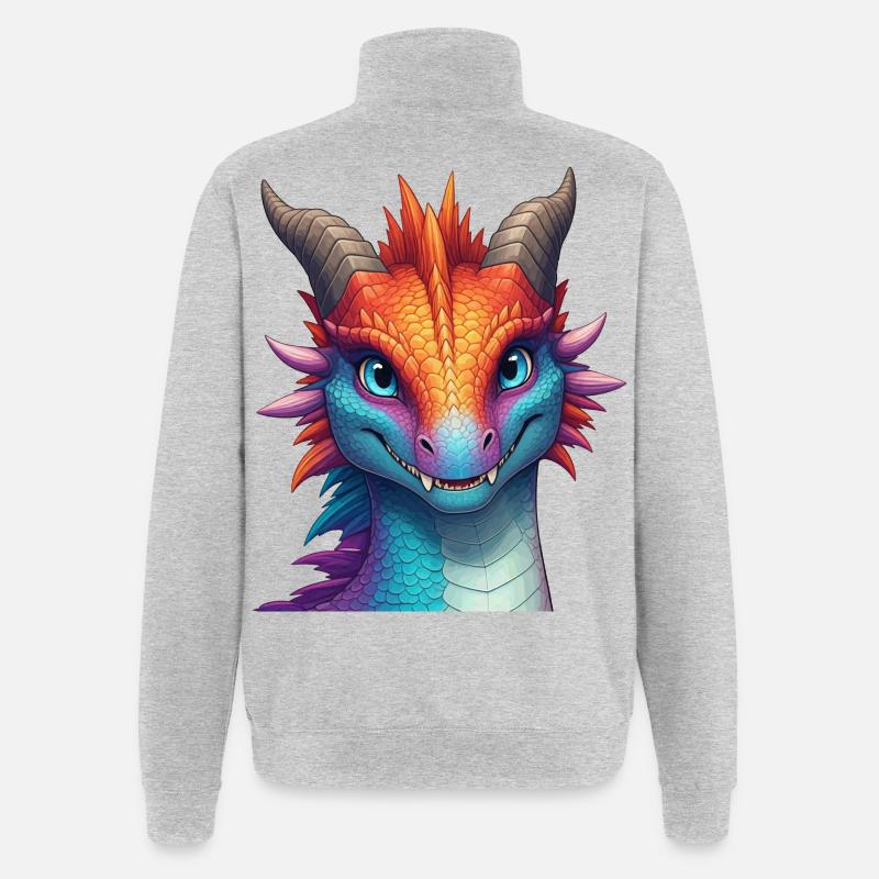 Lebendiger Arkaner Drache - Quarter-Zip-Sweatshirt - Grau meliert