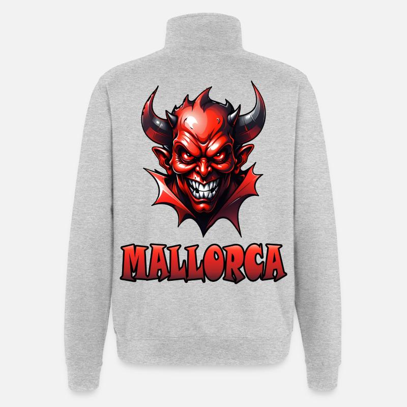 Mallorca with Red Devil - Quarter-Zip Sweatshirt - heather grey