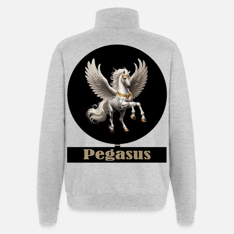 Pégase Cheval Ailé Majesté - Sweat à zip 1/4 - gris chiné