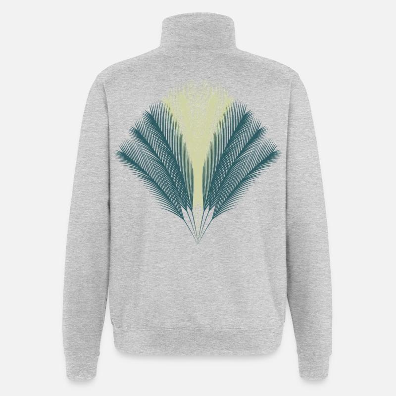 Feder-Fächer - Quarter-Zip-Sweatshirt - Grau meliert