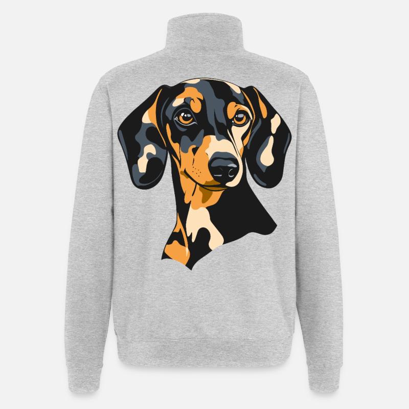 Teckel - Sweat à zip 1/4 - gris chiné
