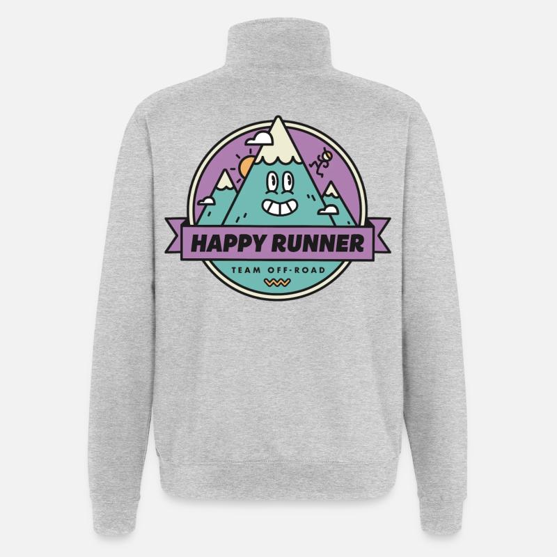 Glücklicher Läufer - Quarter-Zip-Sweatshirt - Grau meliert