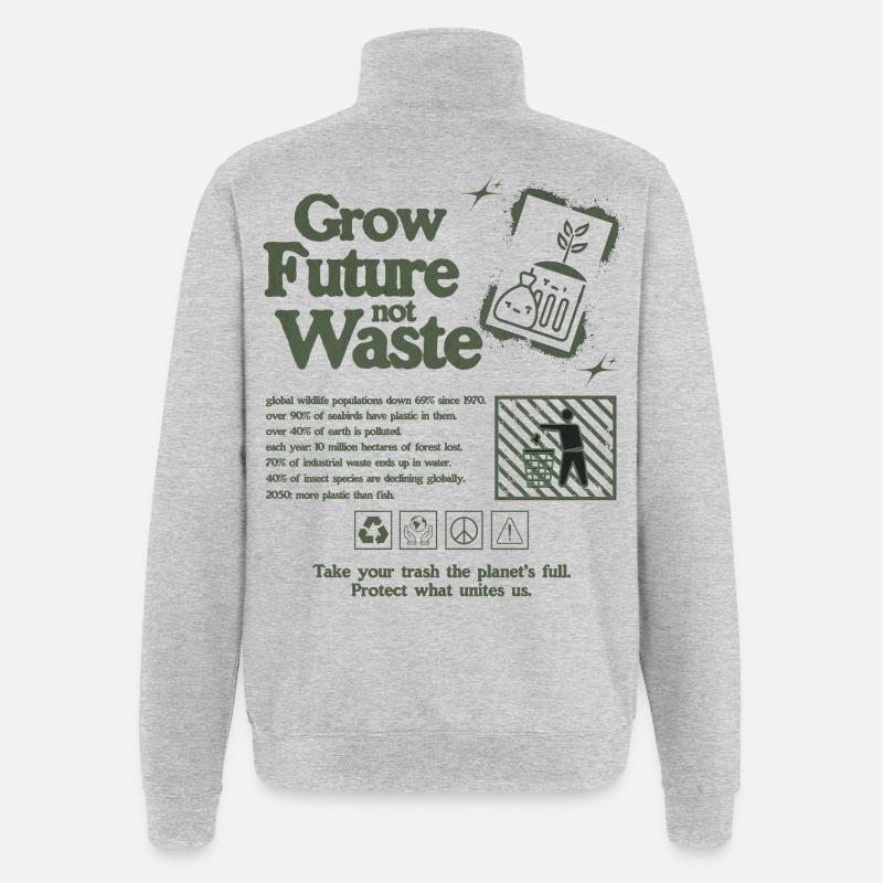 Déclaration de croissance durable Imprimer - Sweat à zip 1/4 - gris chiné