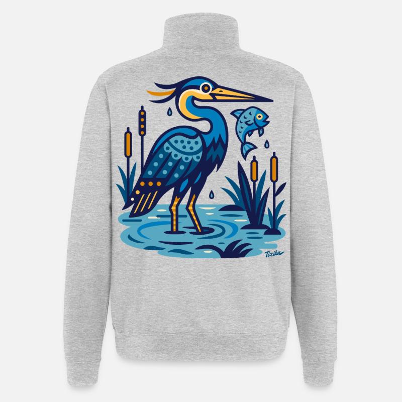 Graureiher - Quarter-Zip-Sweatshirt - Grau meliert