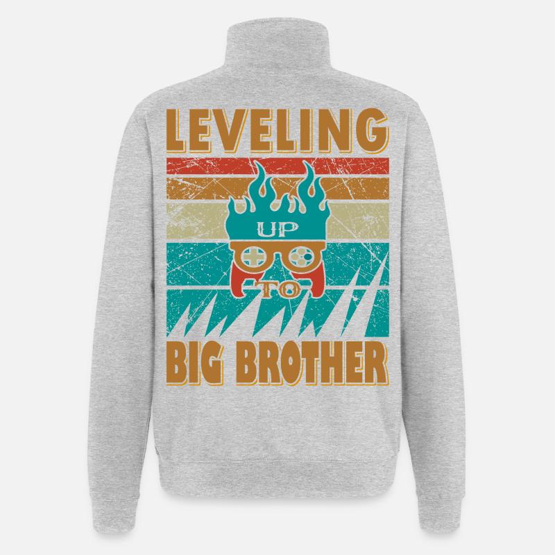 Conception Bruder inspirée du jeu vidéo - Sweat à zip 1/4 - gris chiné